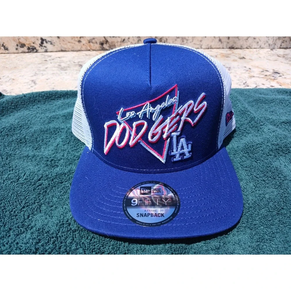 New Era Los Angeles Dodgers Blue Neon Trucker Mesh 9Fifty A Frame Snapback Hat